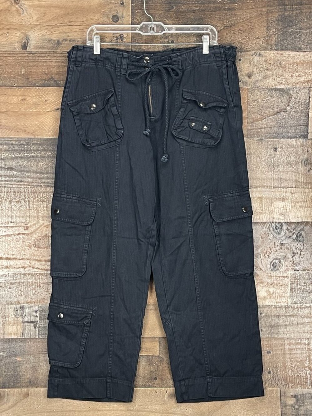 Free People We The Free Tahiti Pull On Cargo Pants Womens Large Black Casual